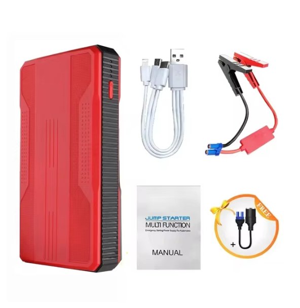 Booster Jumper Starter 12000mAh โ Car Jump Starter, Power Bank, LED Flashlight & Air Compressor ๐๐