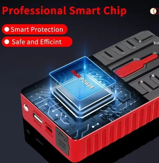 Booster Jumper Starter 12000mAh โ Car Jump Starter, Power Bank, LED Flashlight & Air Compressor ๐๐